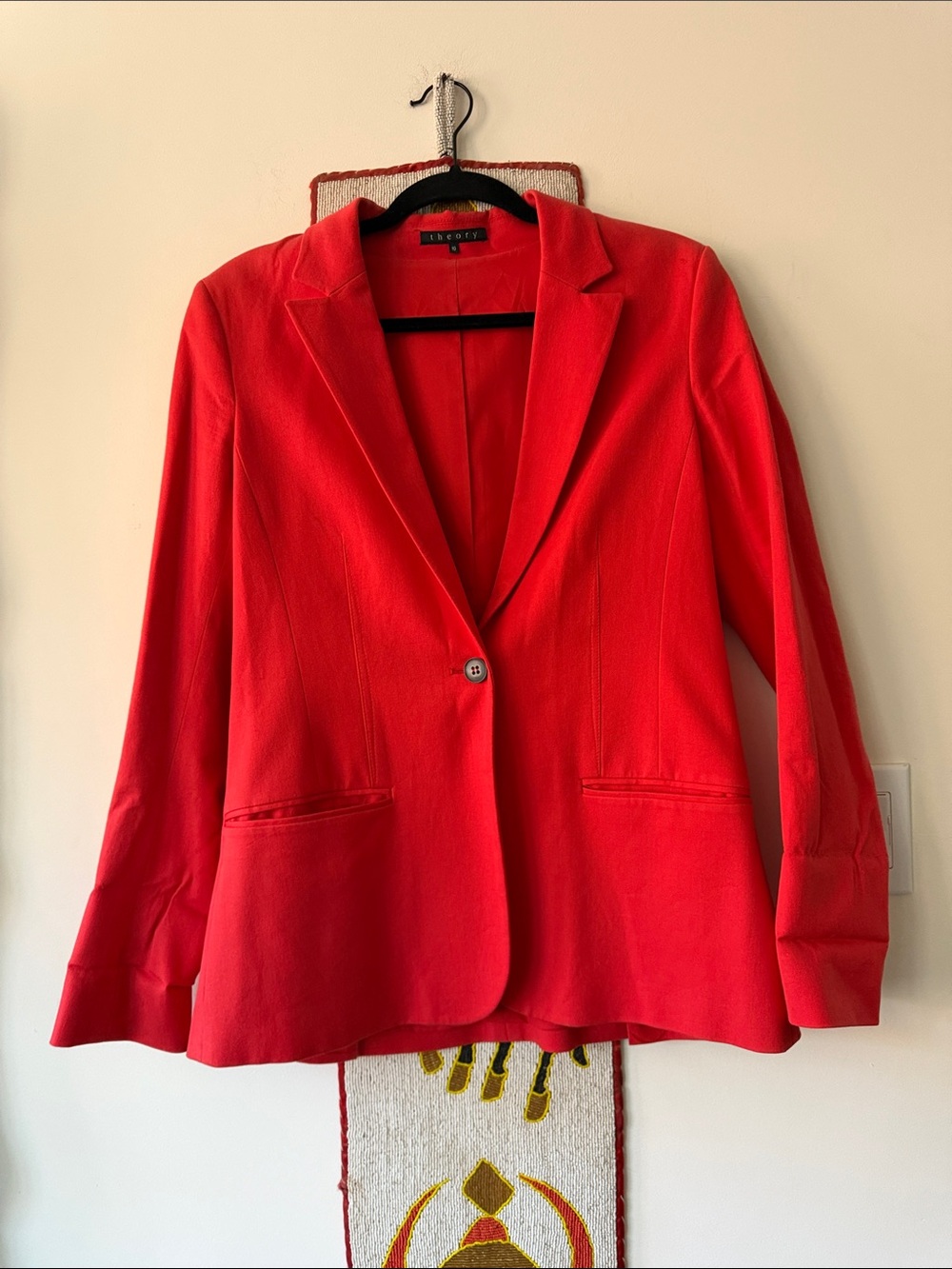 “THEORY” Vibrant Red Single Button Tailored Blazer